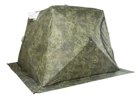 Палатка зимняя КУБ 4 камуфляж (трехслойная), с навесом