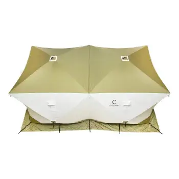 Палатка зимняя КУБ Premium Дубль 4,2х2,1м, трехслойная, цвет оливковый/белый, Следопыт