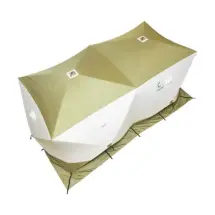 Палатка зимняя КУБ Premium Дубль 4,2х2,1м, трехслойная, цвет оливковый/белый, Следопыт