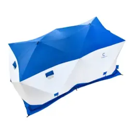 Палатка зимняя КУБ Дубль 3,8х1,9 м, трехслойная, цвет белый/синий, Следопыт