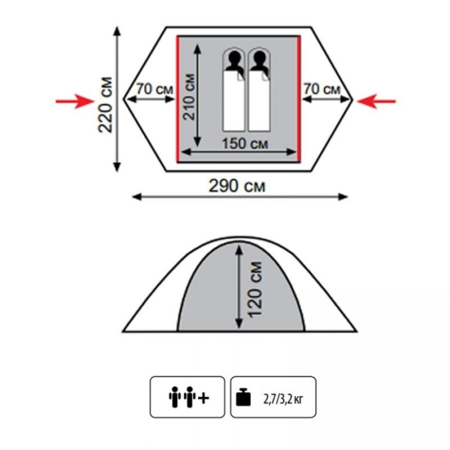 Палатка Tramp Lite Tourist 2-местная, песочный