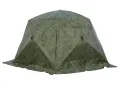 Палатка зимняя ЧУМ 2 (трехслойная, пиксель с выводом под трубу и навесом)
