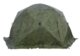 Палатка зимняя ЧУМ 2 (трехслойная, пиксель с выводом под трубу и навесом)