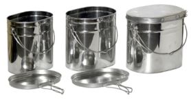 Набор высоких котелков - 3 шт. (5,0; 6,5; 8,5 л.) с крышками, Матрешка, крышки с ручками